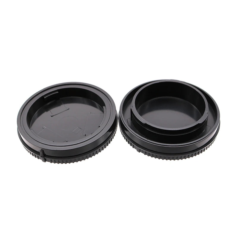 LINGOFOTO Sony E/FE Mount Camera Body & Lens Rear Cap Set – No Logo, Black Plastic Cover