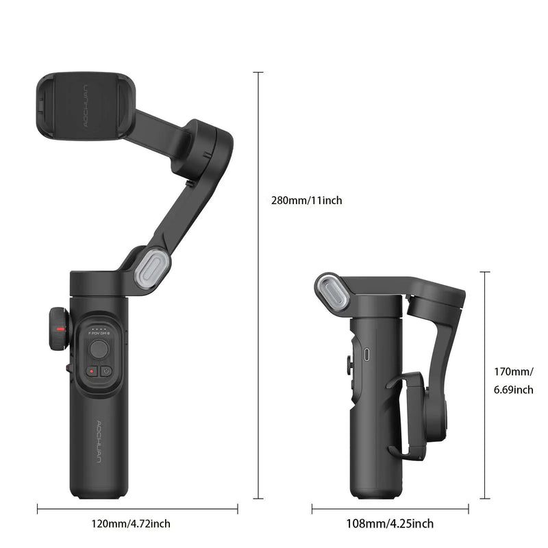 AOCHUAN XE 3-Axis Handheld Gimbal Stabilizer – Smartphone Stabiliser with Light & Face Tracking