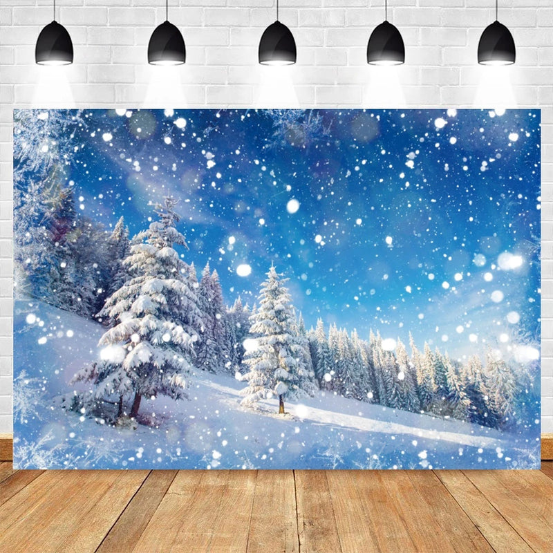 Winter Forest Photography Backdrop for Christmas, Kids, and Baby Photoshoots Landscape Background