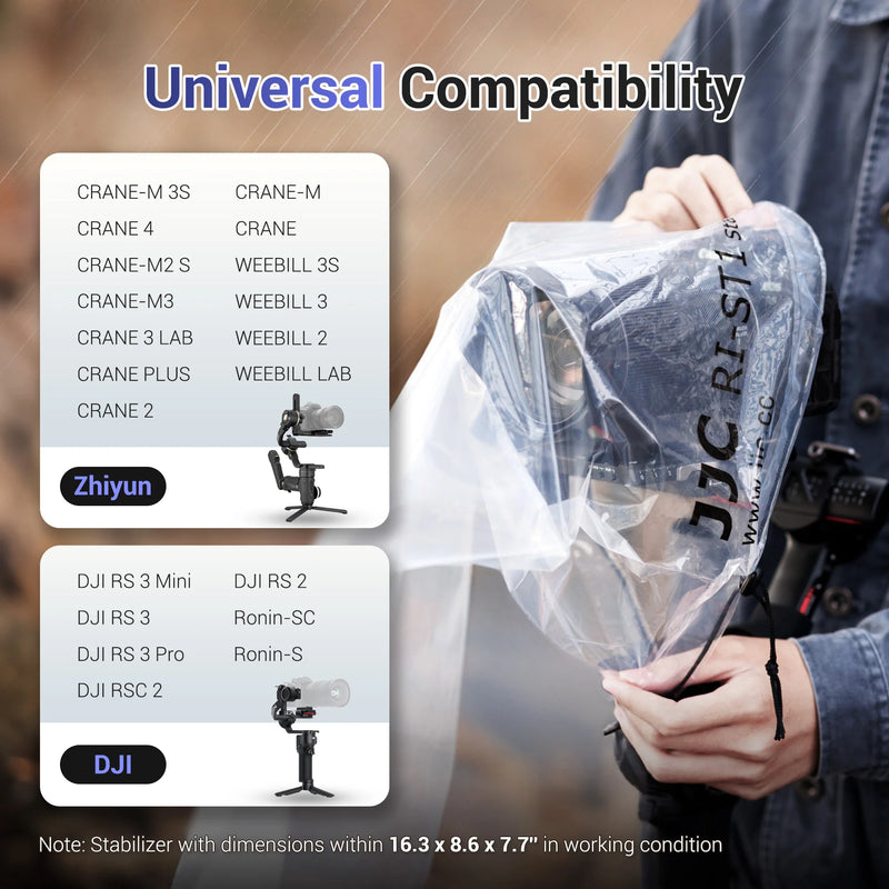 JJC 2-Pack Clear Rain Cover for Camera Stabilizer – Waterproof Protection for DJI RS 4, RS 3, RSC 2