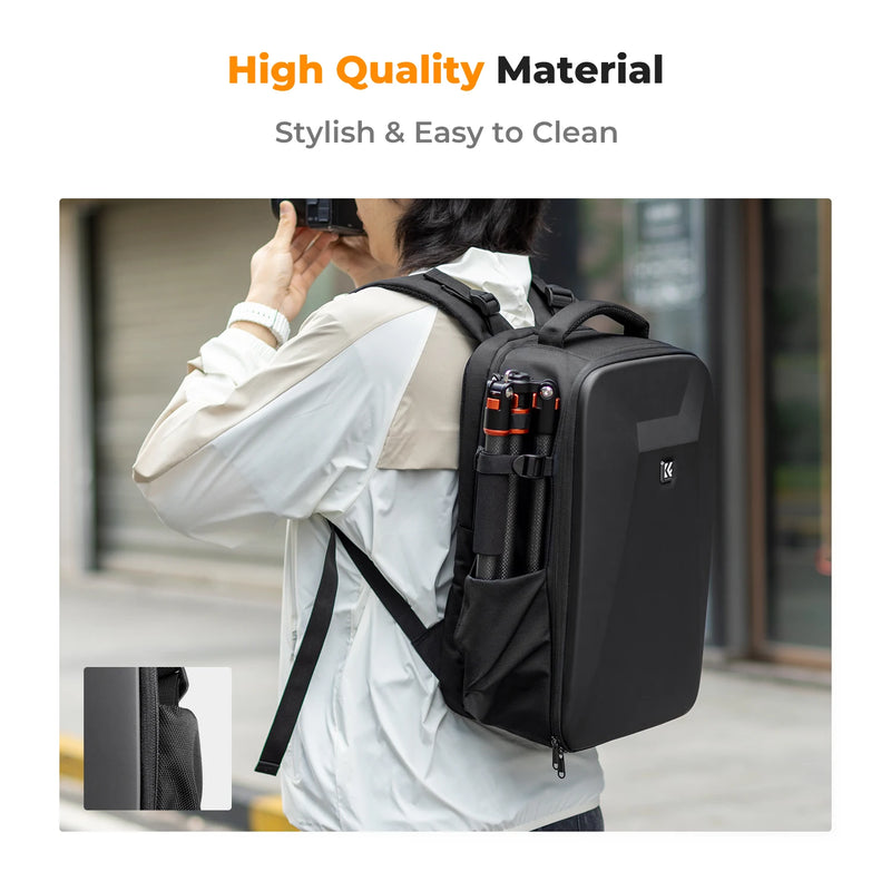 K&F Concept 22L Camera Backpack – Hard-Shell Bag with Tripod Holder & 15.6" Laptop Compartment