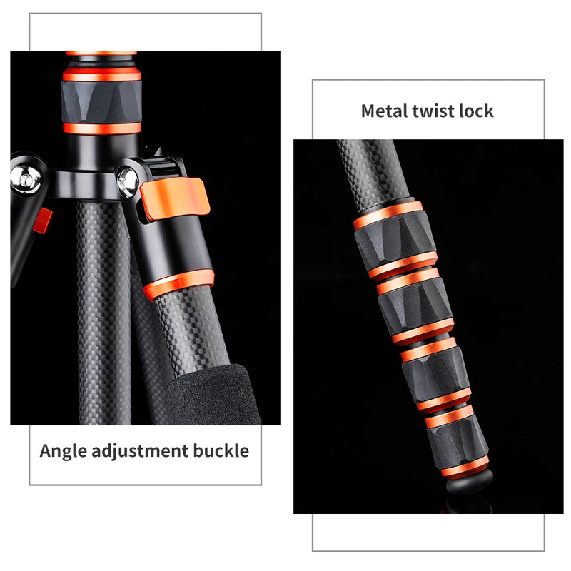 Carbon Fiber Camera Tripod for DSLR - Lightweight Travel Tripod with with 360° Panorama Ball Head