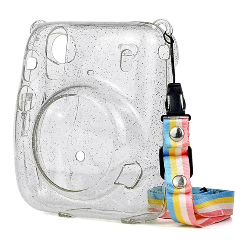 Transparent Protective Case for Instax Mini 11 – Crystal Clear PVC Cover with Shoulder Strap