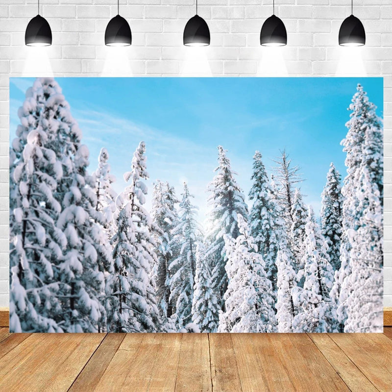 Winter Forest Photography Backdrop for Christmas, Kids, and Baby Photoshoots Landscape Background