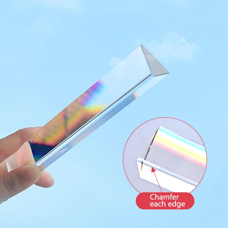 Optical Triangular Prism 25x25x80mm – K9 Glass Rainbow Crystal for Photography & Light Effects