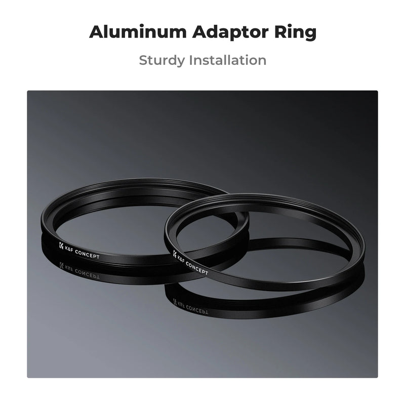 K&F Concept Step-Up Ring – Aviation-Grade Aluminum Filter Adapter Ring with Cleaning Cloth (2-Pack)