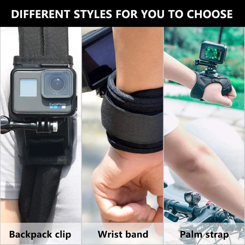 SZKOSTON Wrist Strap & Palm Mount – 360° Ankle, Cycling Holder for GoPro, Insta360, DJI Action