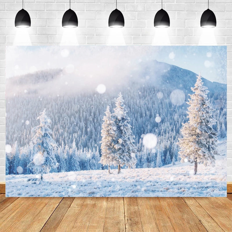 Winter Forest Photography Backdrop for Christmas, Kids, and Baby Photoshoots Landscape Background