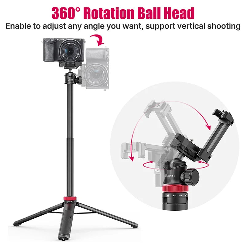 MT-44 Tripod for Smartphone and Camera – Portable Vlog Tripod with Cold Shoe Phone Mount Holder