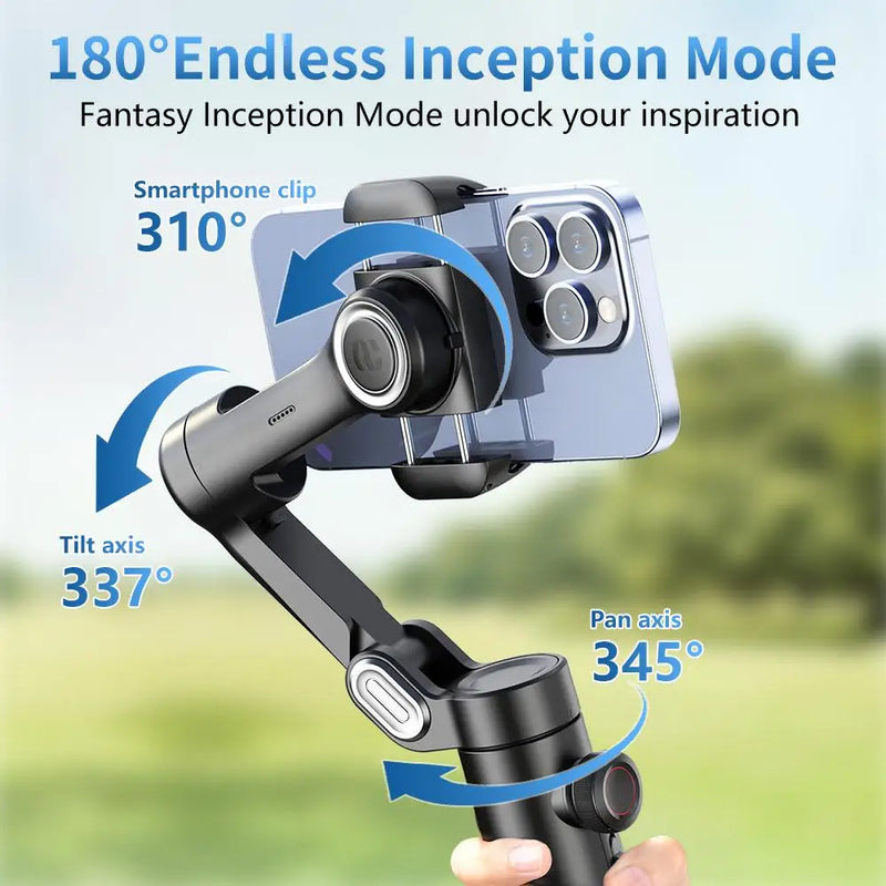 AOCHUAN XE 3-Axis Handheld Gimbal Stabilizer – Smartphone Stabiliser with Light & Face Tracking