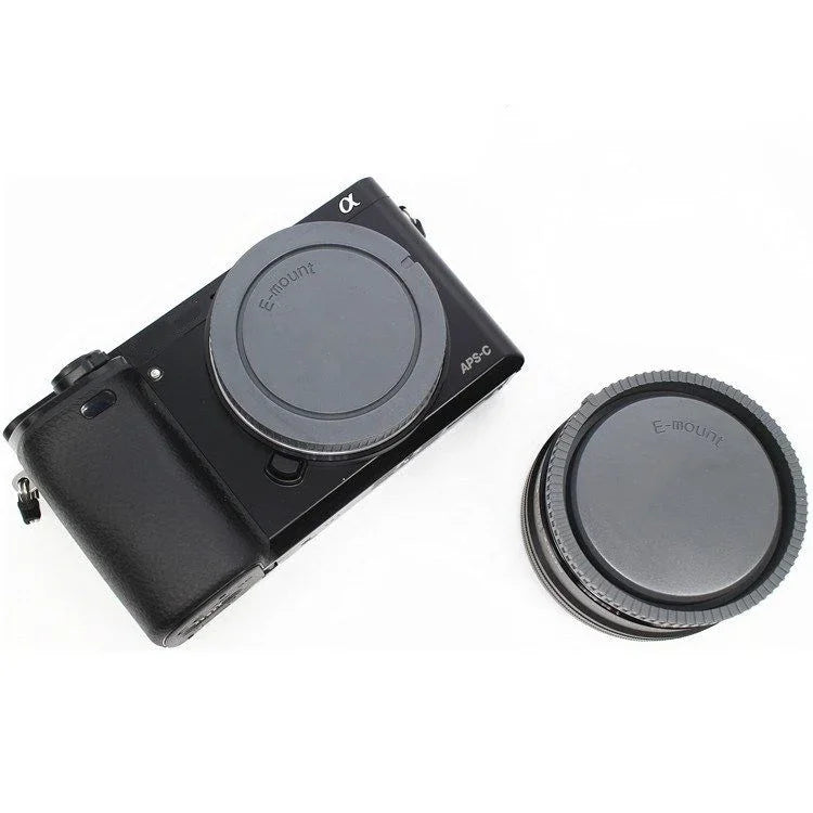 KIFAR 2PCS Camera Body Cap + Rear Lens Cap Set for Sony E-Mount – Compatible with A6000, A7 Series