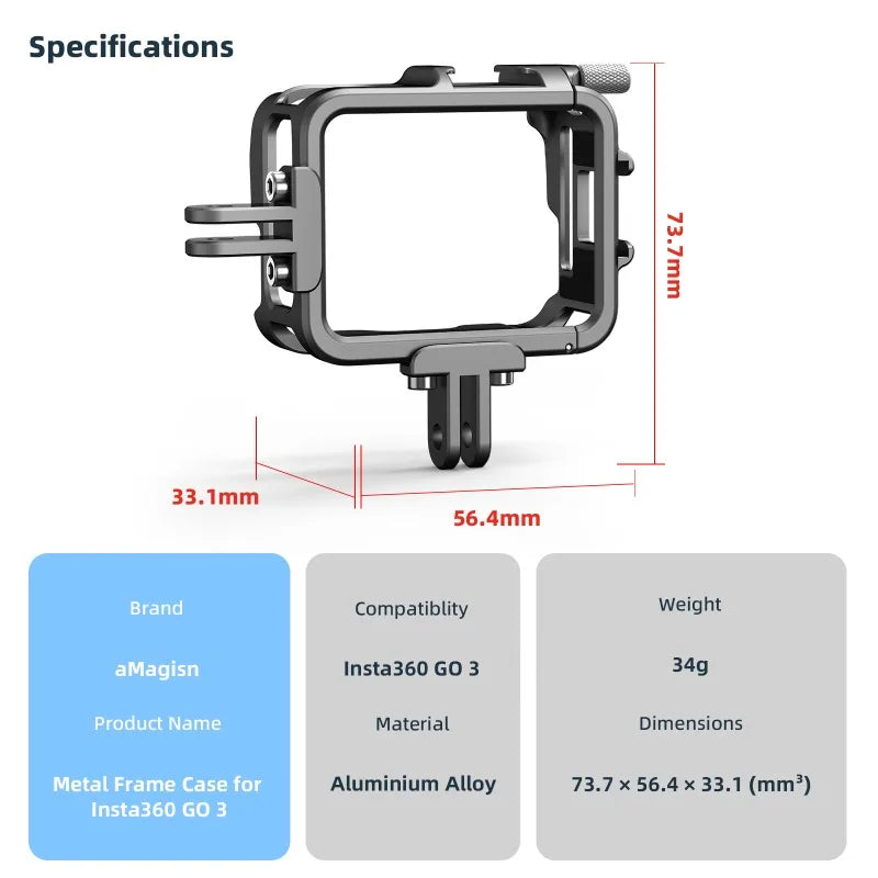 Metal Rabbit Cage Lightweight Protective Bezel for Insta360 GO 3S / GO 3 Sports Action Camera