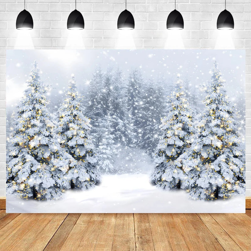 Winter Forest Photography Backdrop for Christmas, Kids, and Baby Photoshoots Landscape Background