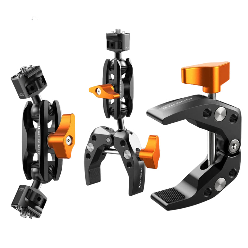 K&F Concept Multi-Functional Super Clamp – 360° Double Ball Magic Arm for GoPro, Insta360, DJI OSMO