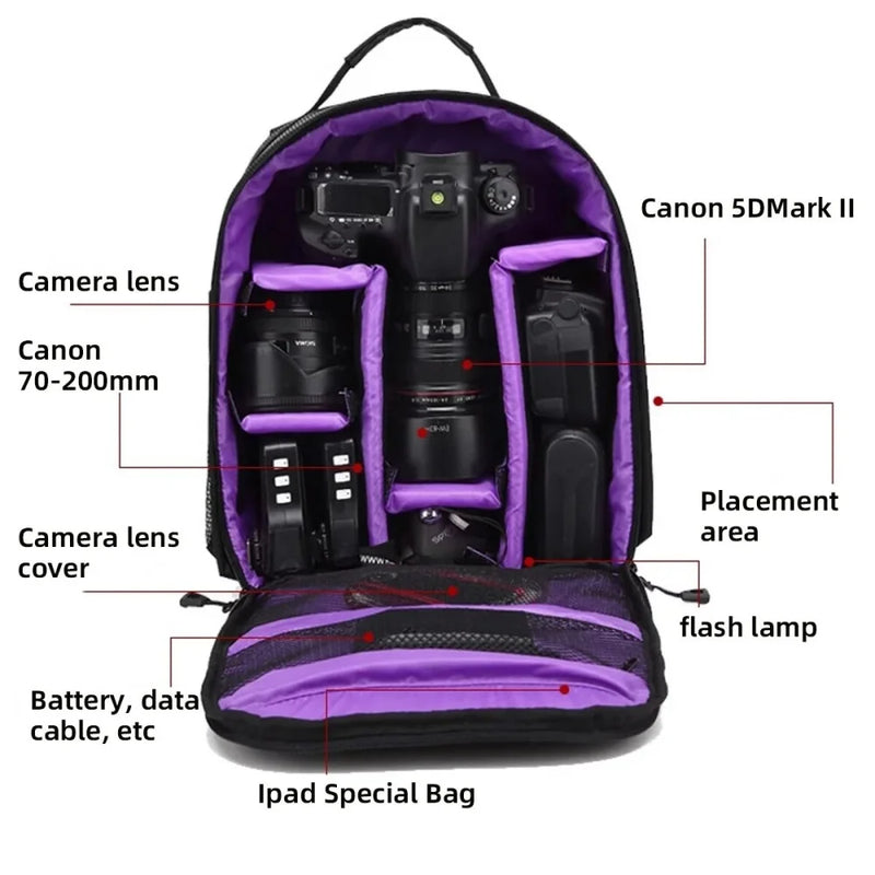 Erilles Waterproof Camera Backpack – Multi-Functional DSLR Bag for Sony, Nikon, Canon