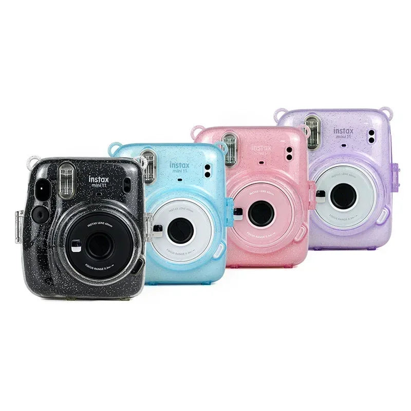 Transparent Protective Case for Instax Mini 11 – Crystal Clear PVC Cover with Shoulder Strap