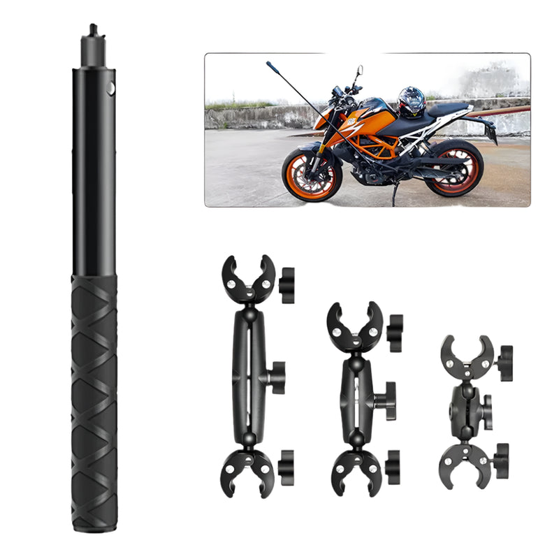 HONGDAK Motorcycle & Bicycle Double Bracket – For Insta360 One X2/X3, GoPro 11/10/9, and Cameras