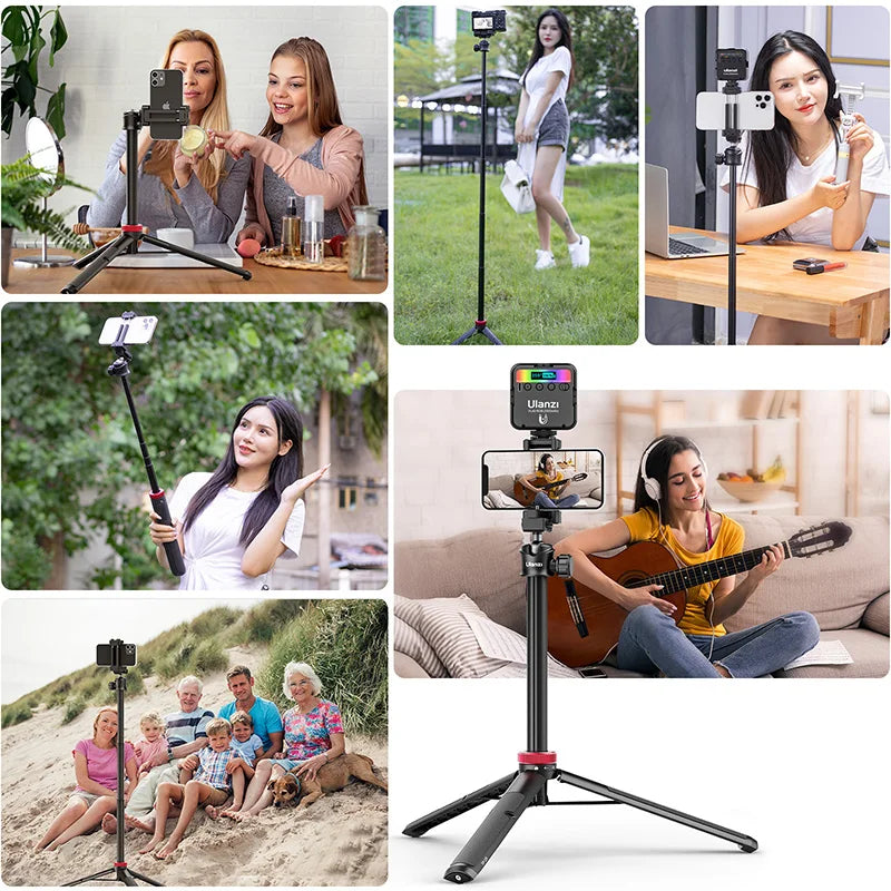 MT-44 Tripod for Smartphone and Camera – Portable Vlog Tripod with Cold Shoe Phone Mount Holder