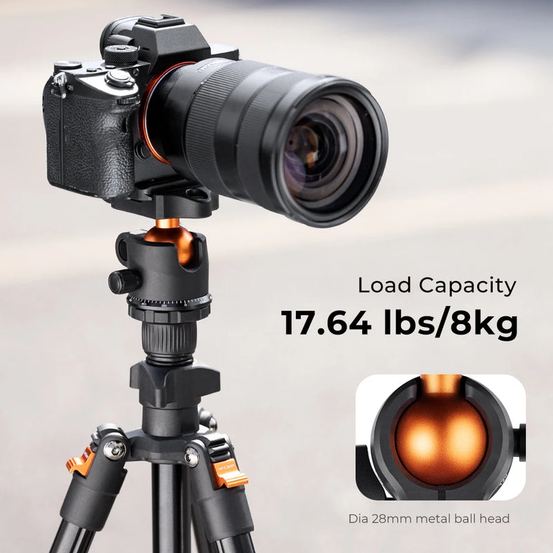 K&F Concept Portable Travel Tripod – with 360° Ball Head & Quick Release for DSLR Cameras