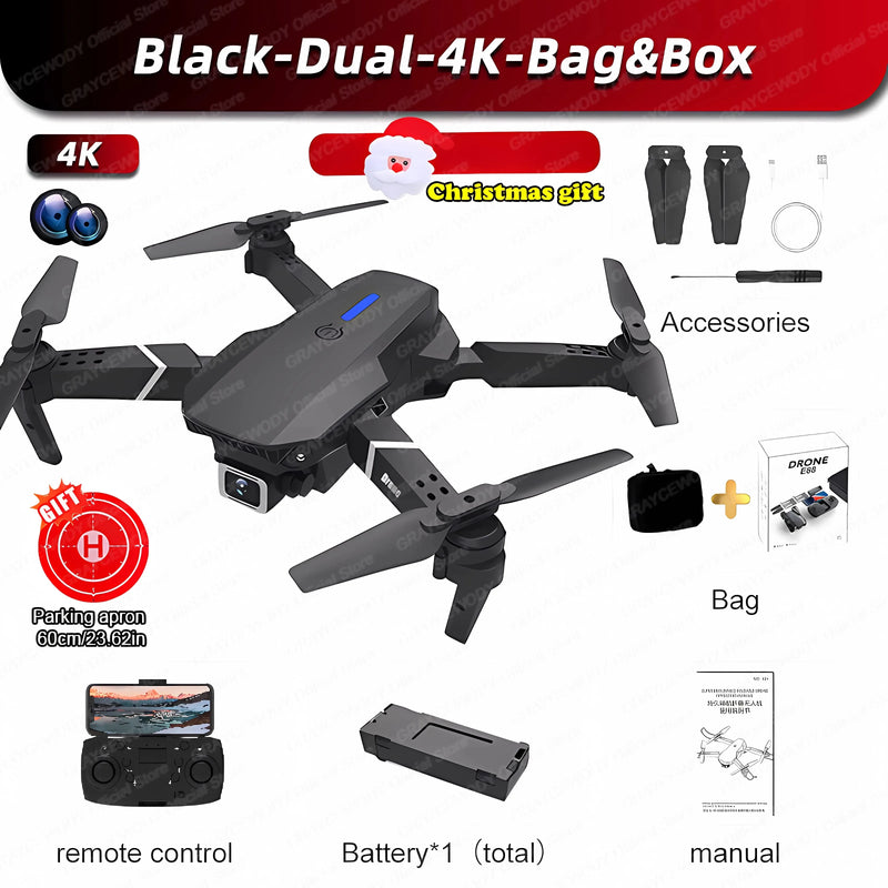 E88 Pro 4K HD Camera Drone – Foldable RC Quadcopter, WiFi FPV, Altitude Hold, One-Key Return