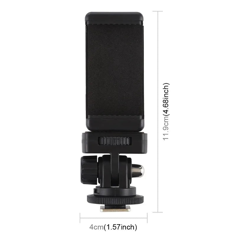 Camera Hot Shoe Phone Holder with Cold Shoe Mount – Tripod Adapter for DSLR & Smartphones