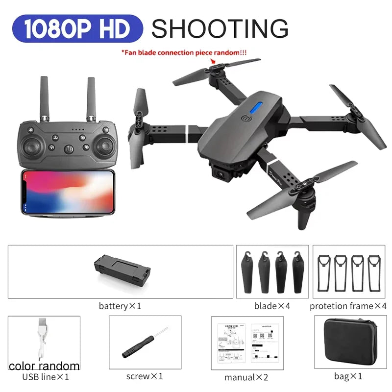 KBDFA E88 Foldable 4K HD Camera Drone – WiFi FPV, Altitude Hold, One-Key Return, RC Quadcopter