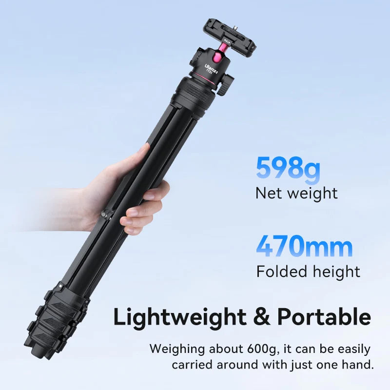 Ulanzi TT51 Portable Tripod – 1380mm Lightweight Aluminum Camera & Phone Stand with Folding Clip