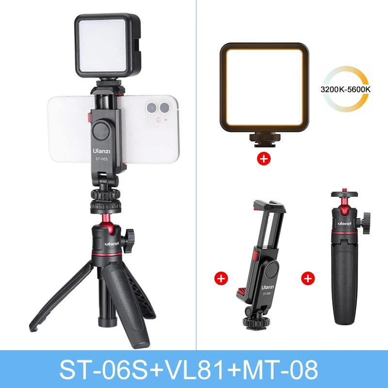 Ulanzi ST-06S 360° Rotatable Phone Holder for Vlog Shooting with Cold Shoe Mounts Vertical Shooting