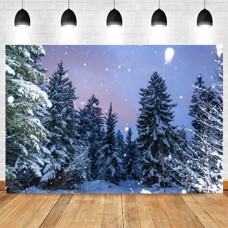 Winter Forest Photography Backdrop for Christmas, Kids, and Baby Photoshoots Landscape Background