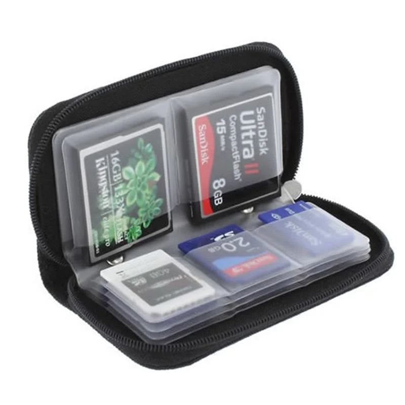 Memory Card Carrying Case with 22 Slots – SD/CF/MicroSD/SDHC/MS/DS Card Organizer Wallet