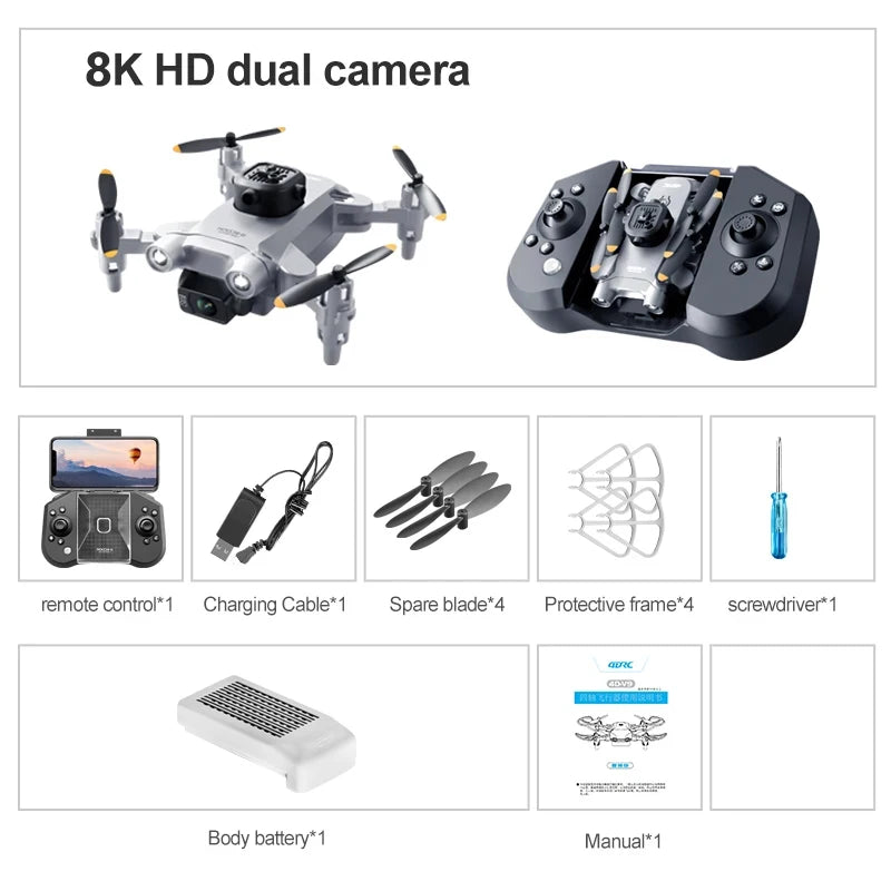 Xiaomi 4DRC V30 Mini Drone 8K HD FPV – Obstacle Avoidance, 360° Roll, GPS, Foldable Quadcopter