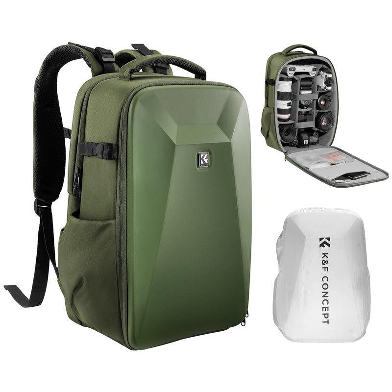 K&F Concept 22L Camera Backpack – Hard-Shell Bag with Tripod Holder & 15.6" Laptop Compartment