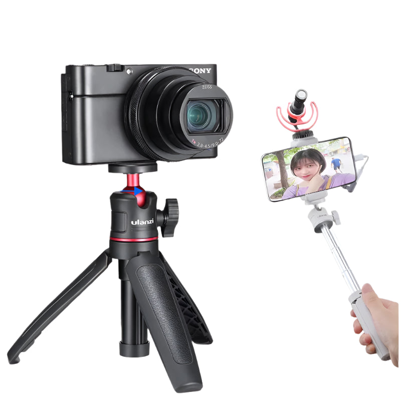 Ulanzi MT-08 Mini Tripod – Vlogging Kit, Cold Shoe Mount, for iPhone, DSLR, Mirrorless Cameras