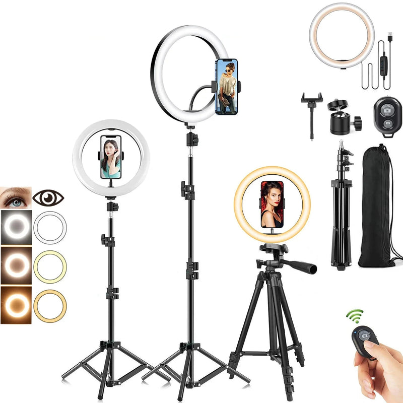 10" Dimmable LED Selfie Ring Light with Tripod – Photography & Video Light for Makeup, Streaming