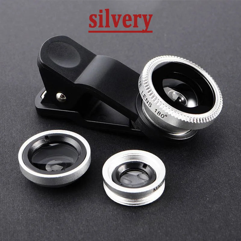 3-in-1 Mobile Phone Lens Kit: Fisheye, Wide Angle & Macro for Universal Cell Phones, Lightweight