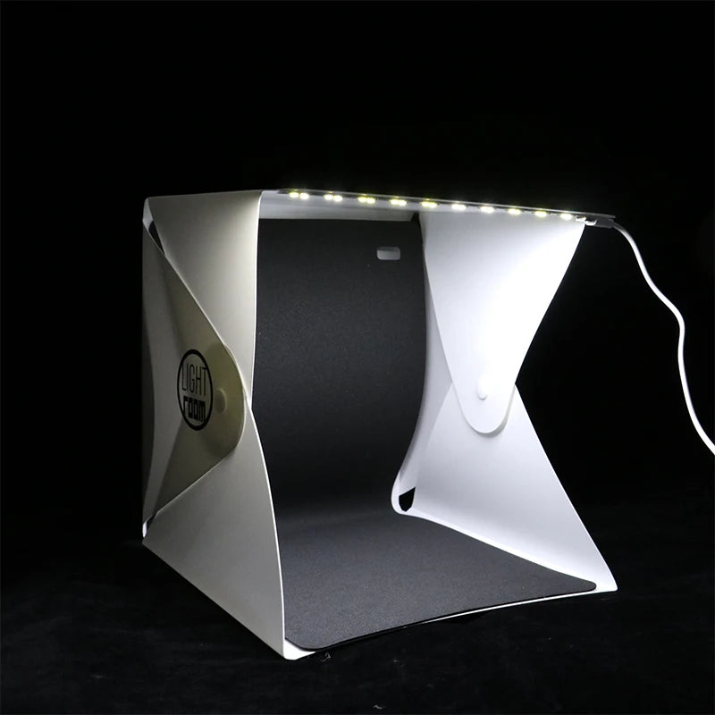 KOQZM 22cm Portable LED Lightbox – Folding Photography Studio Tent with Backdrops for Product Shoots