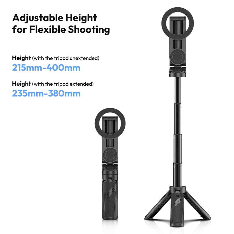 Ulanzi JJ03 Magnetic Phone Tripod – Wireless Grip, Selfie Stick, Bluetooth Remote, for iPhone & Android