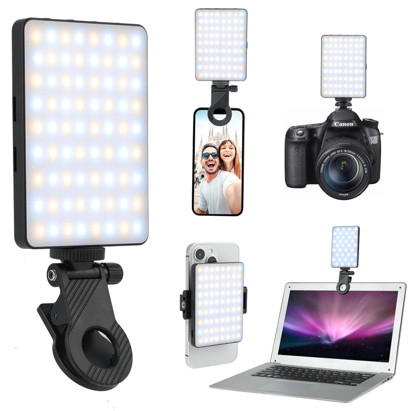 KAMISAFE 72 LED Rechargeable Selfie Light – Front & Back Clip, 3000K-9900K for Phone, Camera, Laptop