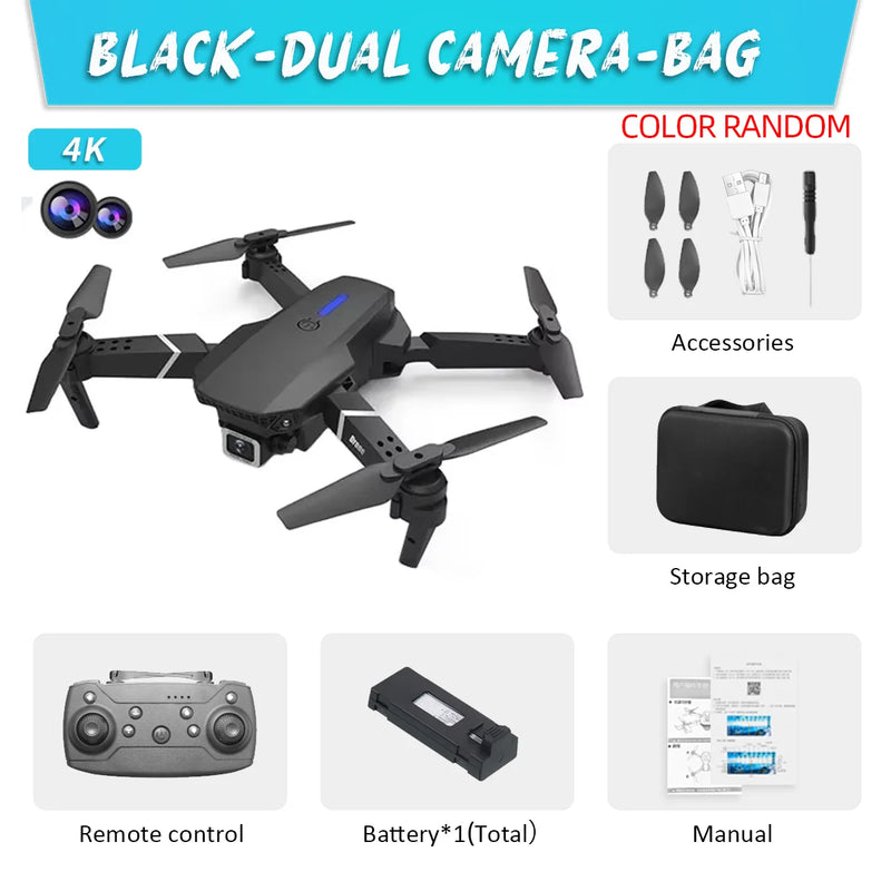 KBDFA E88 4K Camera Drone – Quadcopter, WiFi FPV, Dual Camera, Altitude Hold, One-Key Return