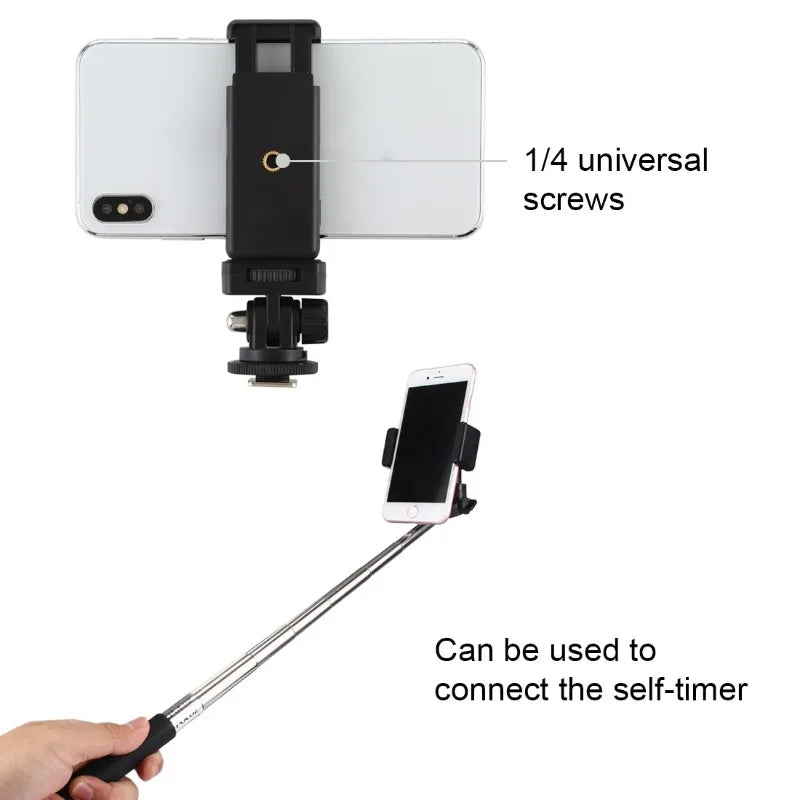 Camera Hot Shoe Phone Holder with Cold Shoe Mount – Tripod Adapter for DSLR & Smartphones