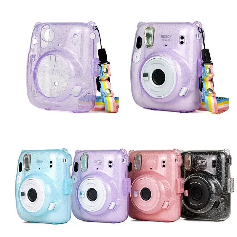 Transparent Protective Case for Instax Mini 11 – Crystal Clear PVC Cover with Shoulder Strap