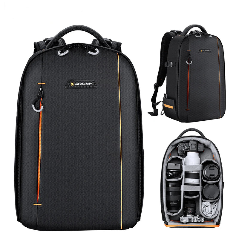 K&F Concept Professional Camera Backpack – Waterproof DSLR Bag for 15.6" Laptop, Lenses, Tripod