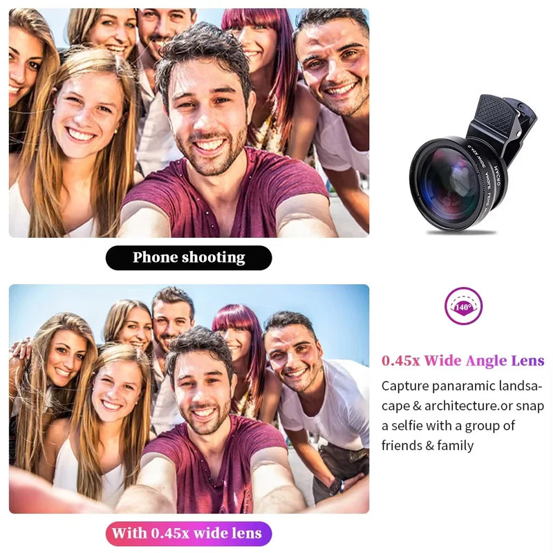 TIDOVE 2-in-1 37mm Wide-Angle & Macro HD Lens Clip – 0.45x 49UV Super Wide for iPhone & Smartphones