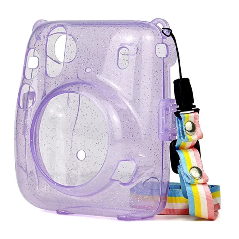 Transparent Protective Case for Instax Mini 11 – Crystal Clear PVC Cover with Shoulder Strap