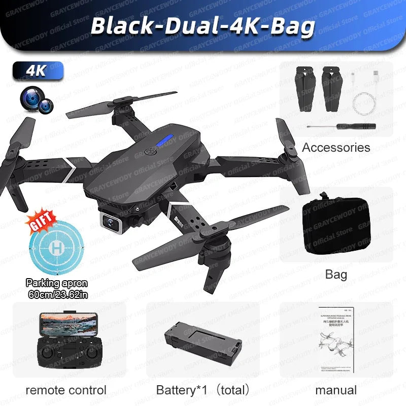 E88 Pro 4K HD Camera Drone – Foldable RC Quadcopter, WiFi FPV, Altitude Hold, One-Key Return