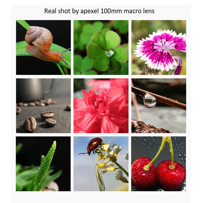 APEXEL 100mm Macro Lens for Mobile Phones, Professional HD Close-Up Camera Lens for iPhone & Android