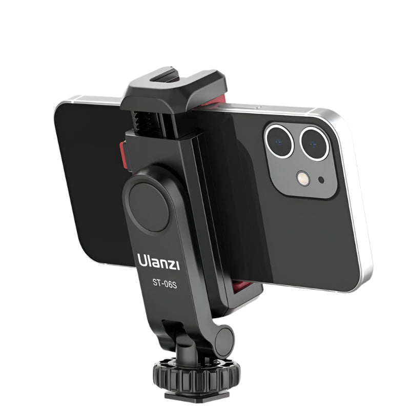 Ulanzi ST-06S Vertical Phone Mount – Tripod Holder for Mic & Light, Vlogging Clip for iPhone