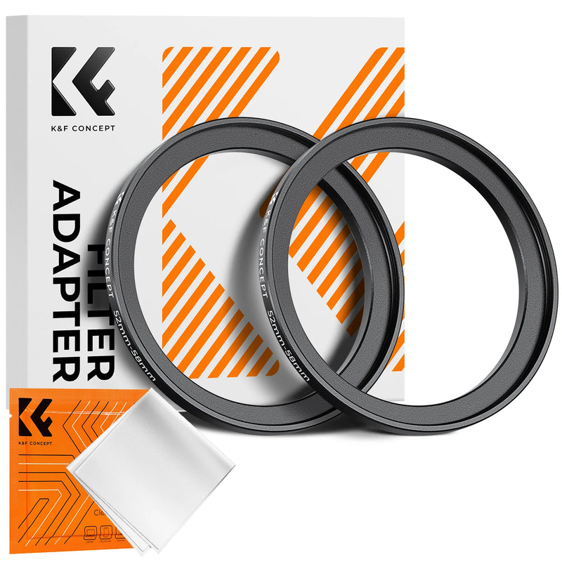 K&F Concept Step-Up Ring – Aviation-Grade Aluminum Filter Adapter Ring with Cleaning Cloth (2-Pack)