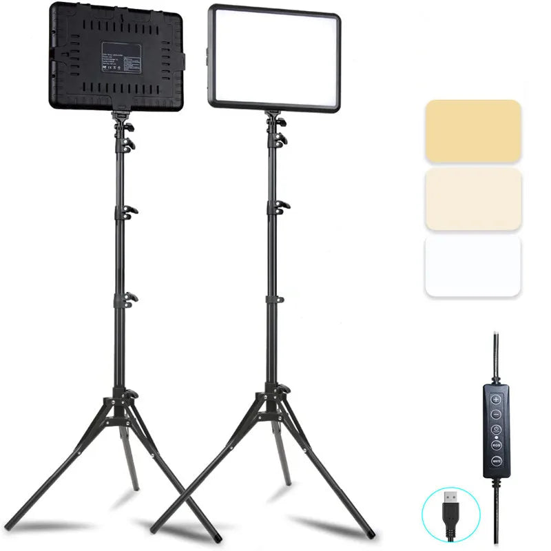 8/12 Inch LED Photography Video Light Panel Kit with Tripod Studio Lamp for Live Streaming & YouTube