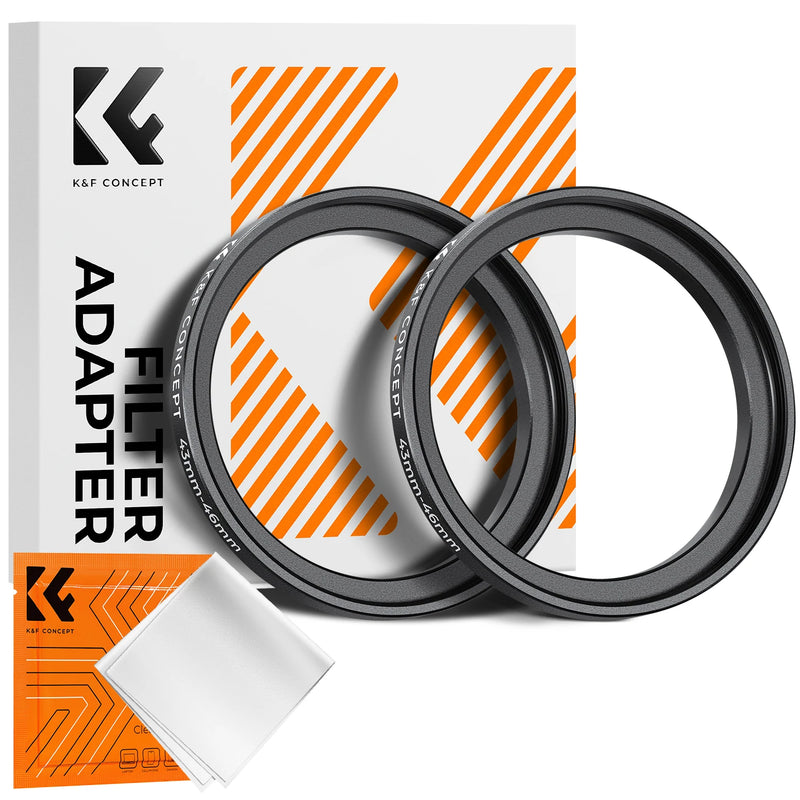 K&F Concept Step-Up Ring – Aviation-Grade Aluminum Filter Adapter Ring with Cleaning Cloth (2-Pack)